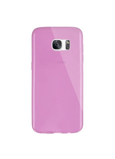 Samsung Galaxy S7 EDGE Kılıf Soft Silikon Şeffaf-Pembe Arka Kapak