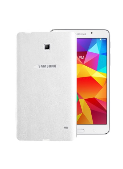 Samsung Galaxy Tab 4 T230 7" Kılıf Deri Dokulu Silikon Arka Kapak Beyaz