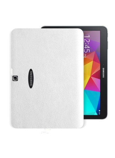 Samsung Galaxy Tab 4 T530 10.1" Kılıf Deri Dokulu Silikon Arka Kapak Beyaz