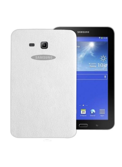 Samsung Galaxy Tab E T560 9.6" Kılıf Deri Dokulu Silikon Arka Kapak Beyaz