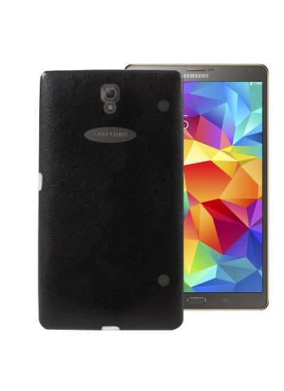Samsung Galaxy Tab S T700 8.4" Kılıf Deri Dokulu Silikon Arka Kapak Siyah