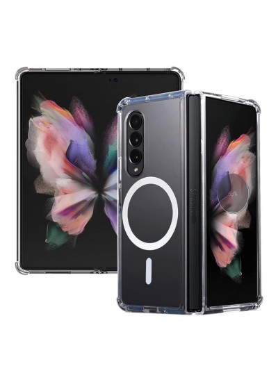 Samsung Galaxy Z Fold3 Kılıf Magsafe Özellikli Şeffaf Silikon Kapak