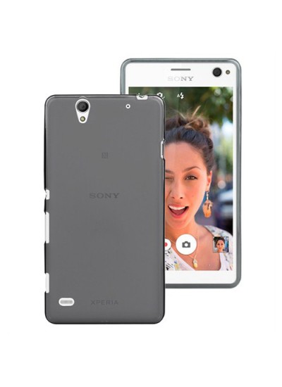 Sony Xperia C4 Kılıf Soft Silikon Şeffaf-Siyah Arka Kapak