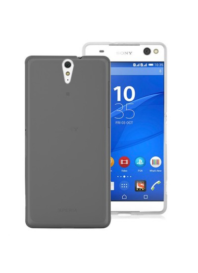 Sony Xperia C5 Ultra Kılıf Soft Silikon Şeffaf-Siyah Arka Kapak