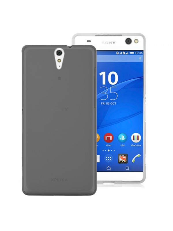 Sony Xperia C5 Ultra Kılıf Soft Silikon Şeffaf-Siyah Arka Kapa…