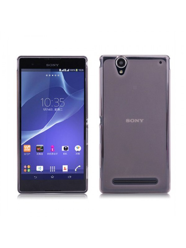 Sony Xperia T2 Ultra Kılıf Soft Silikon Şeffaf-Siyah Arka Kapa…