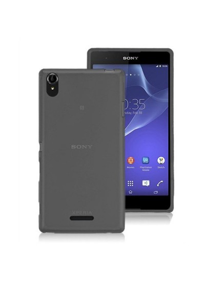 Sony Xperia T3 Kılıf Soft Silikon Şeffaf-Siyah Arka Kapak