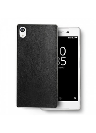 Sony Xperia Z1 Kılıf Deri Dokulu Arka Kapak Siyah