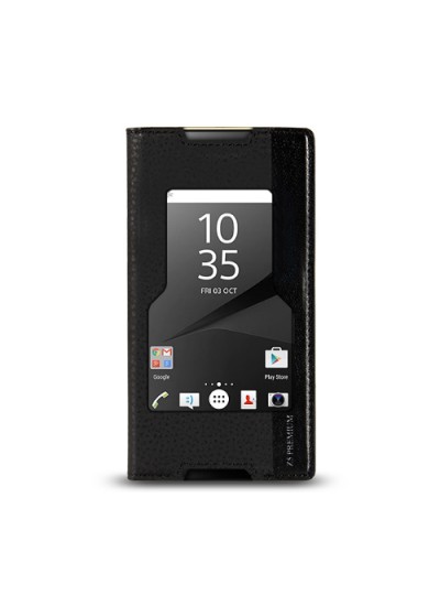 Sony Xperia Z5 Premium Gizli Mıknatıslı Pencereli Magnum Kılıf Siyah