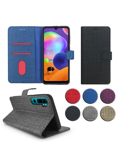 Xiaomi Mi Note 10 Kılıf FitCase Fabric Kapaklı Cüzdanlı