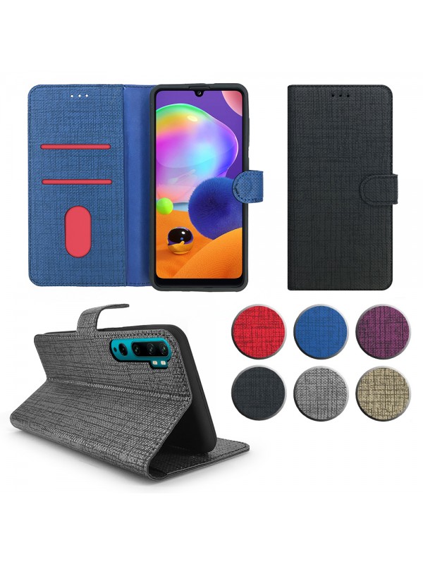 Xiaomi Mi Note 10 Kılıf FitCase Fabric Kapaklı Cüzdanlı…