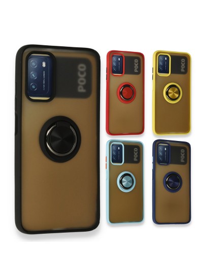 Xiaomi Poco M3 Kılıf Montrea Ring Yüzük Stantlı Kapak