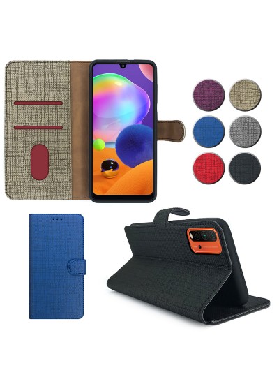 Xiaomi Redmi 9T Kılıf FitCase Fabric Kapaklı Cüzdanlı