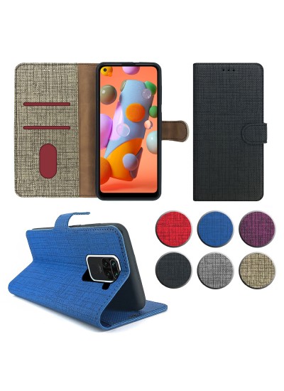 Xiaomi Redmi Note 9 Kılıf FitCase Fabric Kapaklı Cüzdanlı