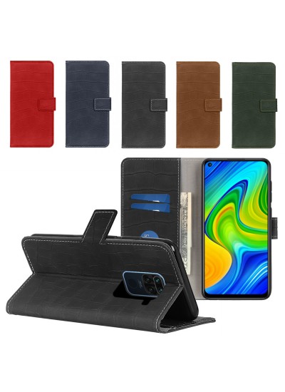 Xiaomi Redmi Note 9 Kılıf Kroko Desen Kapaklı Cüzdanlı
